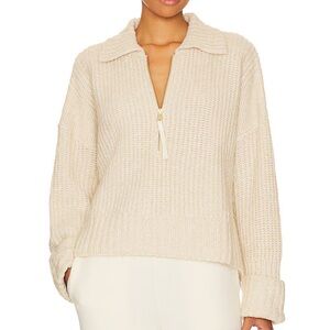 Varley Amelia Half Zip Sweater in Beige